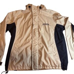 Chaps Ralph Lauren Mens Hooded Jacket Beige Navy Windbreaker Outdoor Size M